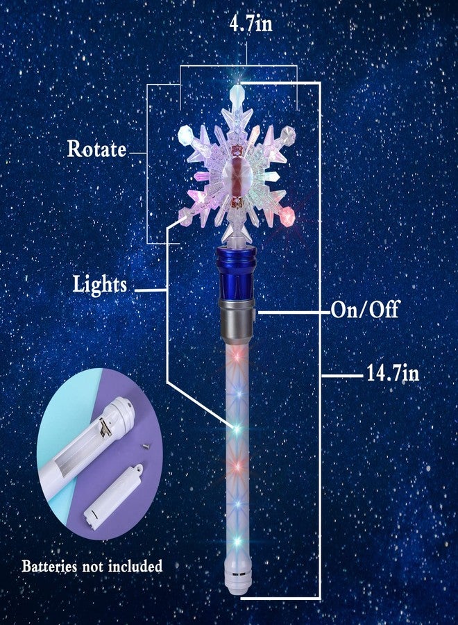 Fleeting Time Light Up Frozen Snowflake Wand- Snowflake Spinning Wands,Magic Wand Rotating Toy for Girls and Boys, Magic Princess Sensory Toys,Christmas & Birthday Gift (Blue) - Image 4